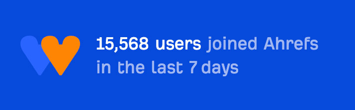 In a typical week, 10,000+ people create an Ahrefs account