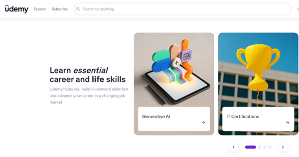 Udemy website
